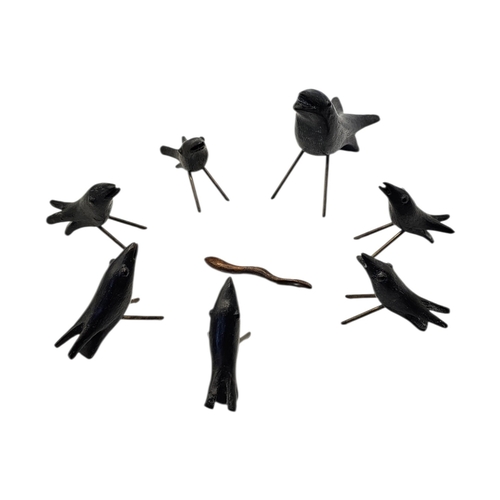 99 - GUY TAPLIN, B. 1939, LIMITED EDITION BRONZE SEVEN PIECE
Titled ‘Crow Family’, all signed, numbered 4... 