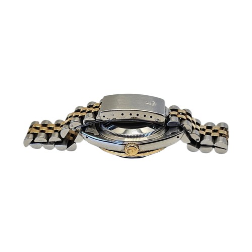 10A - ROLEX, DATEJUST, AN 18CT GOLD, STAINLESS STEEL, DIAMOND AND RUBY GENT’S WRISTWATCH
Having baguette c... 