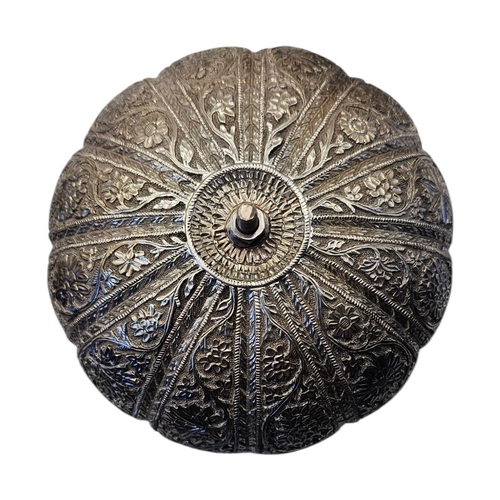 23 - A LATE 19TH CENTURY SOUTHEAST ASIAN REPOUSSÉ SILVER LOTUS BOWL
Featuring overlapping pointed petals ... 