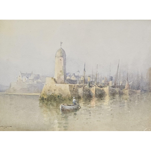 414 - PORT SAINT MARY, THE ISLE OF MAN, EARLY 20TH CENTURY WATERCOLOUR
Indistinctly signed, mounted, frame... 