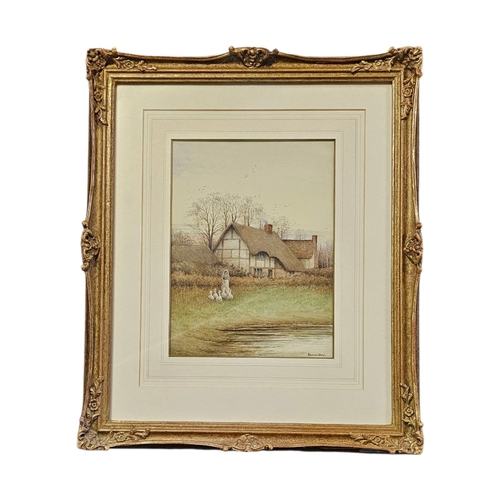 417 - DUNCAN MOUL, ARTIST AND ILLUSTRATOR, FL 1904 - 1924, FINE WATERCOLOUR
Landscape, girl with white gee... 