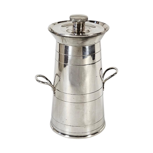 1 - ASPREY, A LARGE EARLY 20TH CENTURY SILVER PLATED NOVELTY ‘MILK CHURN’COCKTAIL SHAKER
Conical form wi... 