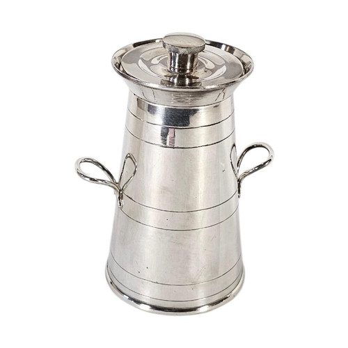 1 - ASPREY, A LARGE EARLY 20TH CENTURY SILVER PLATED NOVELTY ‘MILK CHURN’COCKTAIL SHAKER
Conical form wi... 