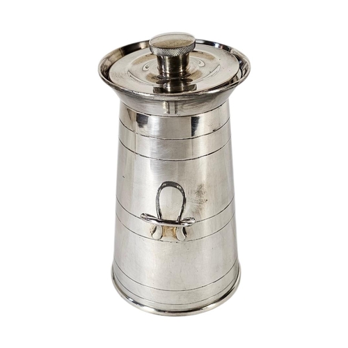 1 - ASPREY, A LARGE EARLY 20TH CENTURY SILVER PLATED NOVELTY ‘MILK CHURN’COCKTAIL SHAKER
Conical form wi... 