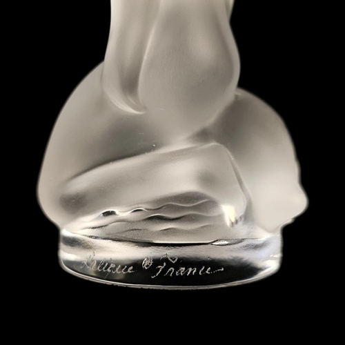 14 - LALIQUE, A VINTAGE LEDA AND THE SWAN FROSTED GLASS PAPERWEIGHT
Engraved marked to base with labels 1... 