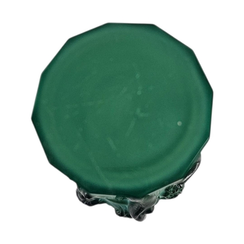 15 - HEINRICH HOFFMANN, AN ART DECO ‘MALACHITE’ GLASS VASE
Embossed floral decoration of nymphs with cham... 