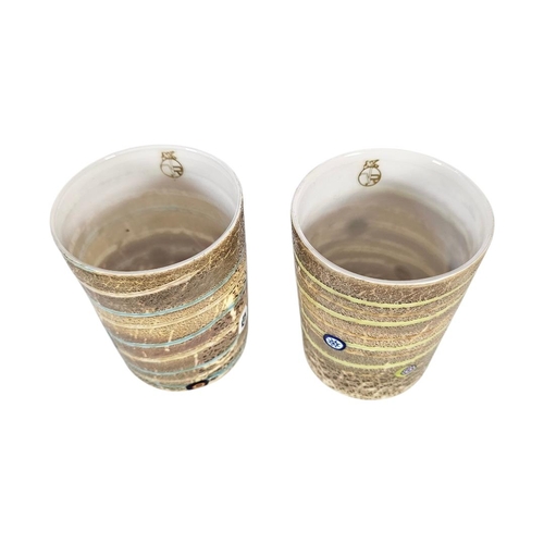 16 - LAGUNA MURANO, A PAIR OF VINTAGE ART GLASS TUMBLERS
Gold tone with millefiori decoration and monogra... 