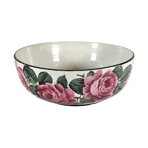 51 - WEMYSS WARE, A LARGE EARLY 20TH CENTURY 'CABBAGE ROSE' POTTERY BOWL
Handwritten mark to base.
(appro... 
