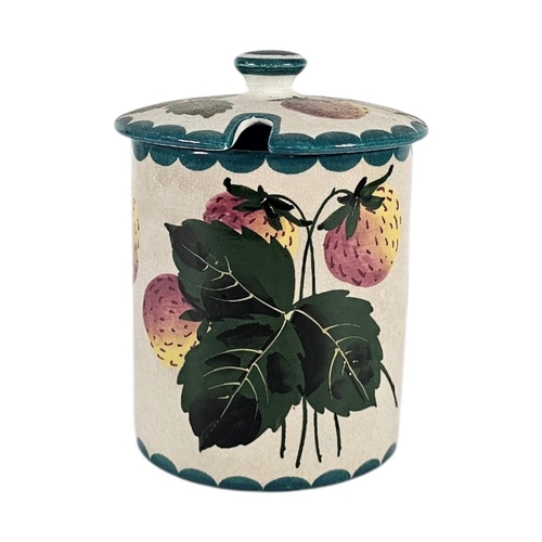 54 - WEMYSS WARE, AN EARLY 20TH CENTURY POTTERY ‘STRAWBERRIES’ PRESERVE POT
Hand painted decoration with ... 