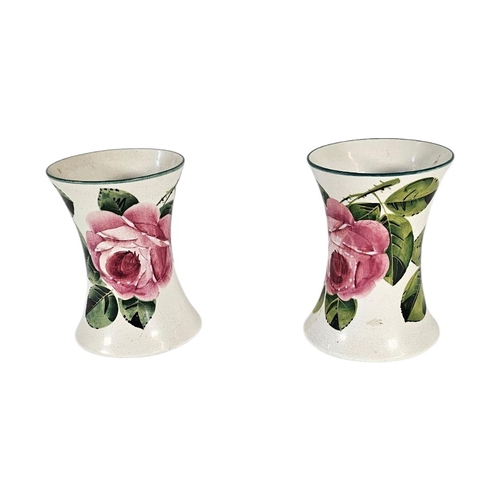 57 - WEMYSS WARE, A PAIR OF EARLY 20TH CENTURY ‘CABBAGE ROSE’ POTTERY VASES
Tapering form with hand paint... 
