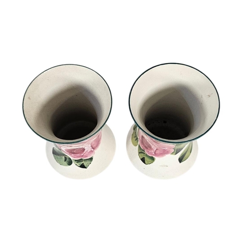 57 - WEMYSS WARE, A PAIR OF EARLY 20TH CENTURY ‘CABBAGE ROSE’ POTTERY VASES
Tapering form with hand paint... 