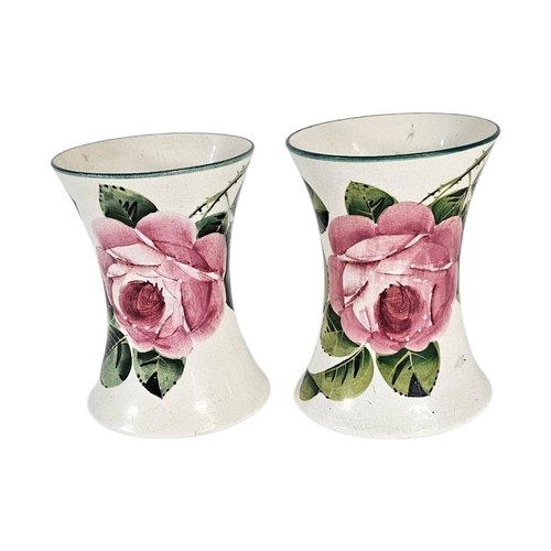57 - WEMYSS WARE, A PAIR OF EARLY 20TH CENTURY ‘CABBAGE ROSE’ POTTERY VASES
Tapering form with hand paint... 