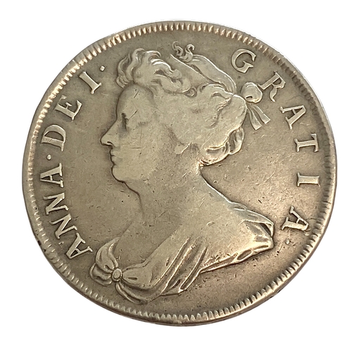 11 - Anne Silver Half crown 1707 Roses and Plumes Fine or Better.