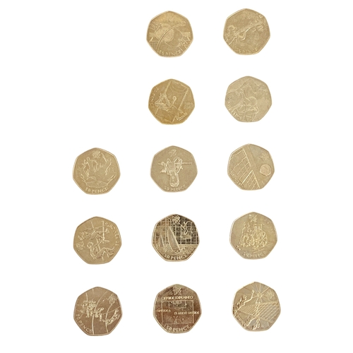 22 - Complete set of Olympic 50 pence Coins Including Completer Medallion in Collectors Tray