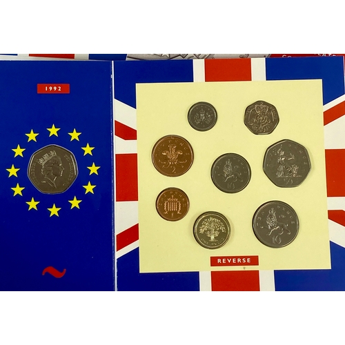 23 - UK 1992 and 1993 Brilliant Uncirculated Coin Sets Including the Scarce Dual Dated EU 50 pence Coin i... 