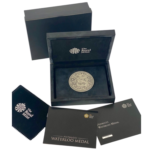 24 - Pistrucci Waterloo Medallion Struck in 999 Silver, Weight 250 grams. In original Royal Mint Case wit... 