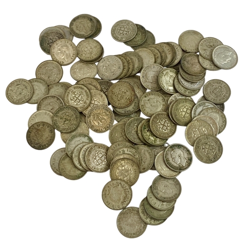 George VI (1937-1952) Hoard of 100 x Silver Threepences, Generally fine ...
