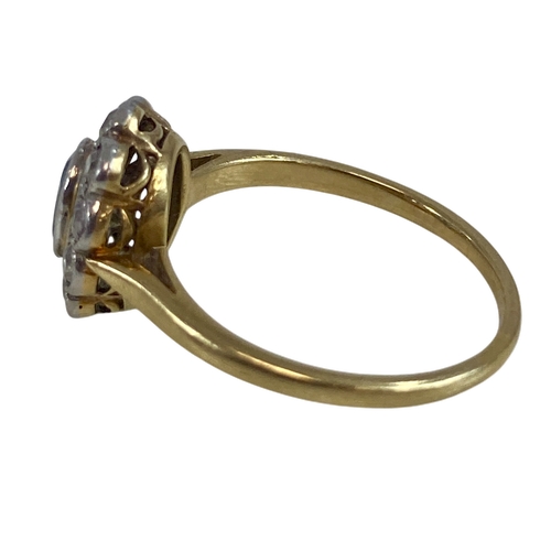 676 - 3 ring lot: 9ct Gold Single stone Ring, weight 1.65 grams ring size N. 18ct Gold Multi-Stone Diamond... 