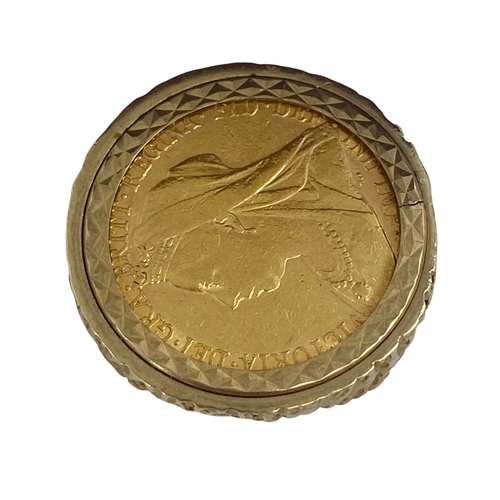 209 - Victoria (1837-1901) Veil head Gold Sovereign housed in 9ct gold Ring, boxed. Size S. Gross weight 1... 