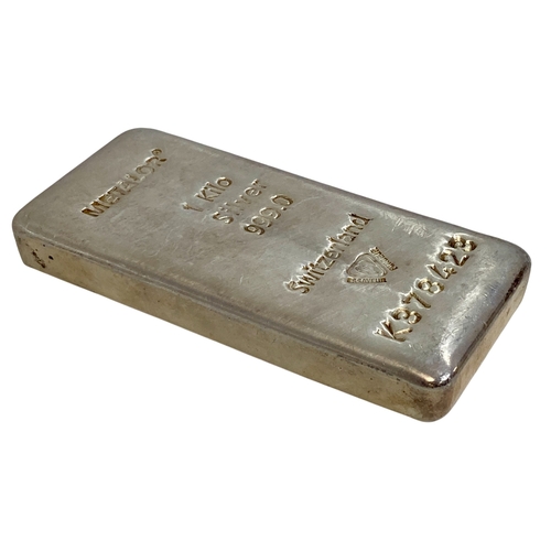 316 - Metalor Switzerland 1 Kilo 999.0 Silver Bar.
