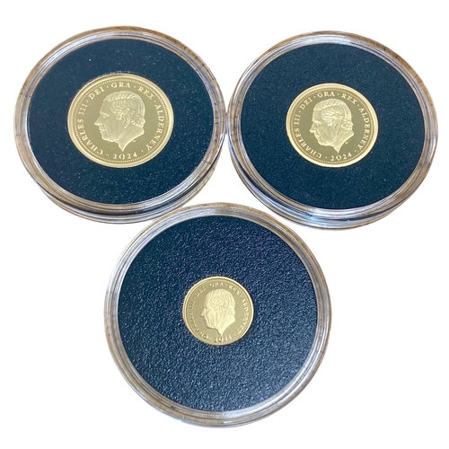 61 - 2024 150th Anniversary of Winston Churchill Gold proof 3 coin Sovereign Set.
Quarter, Half and Full ... 
