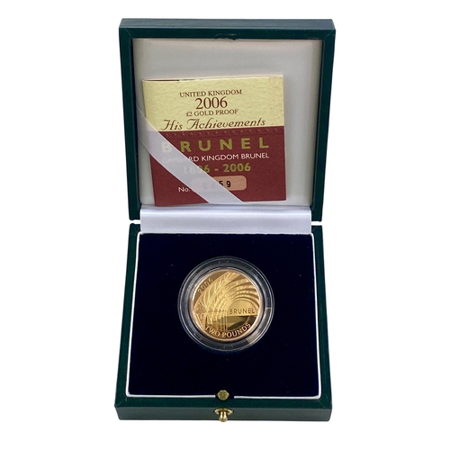 70 - United Kingdom Gold proof two pounds 2006 Brunel.
Stuck in 22 ct Gold.
15.97 Grams cased with COA.
P... 