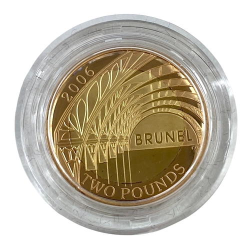 70 - United Kingdom Gold proof two pounds 2006 Brunel.
Stuck in 22 ct Gold.
15.97 Grams cased with COA.
P... 