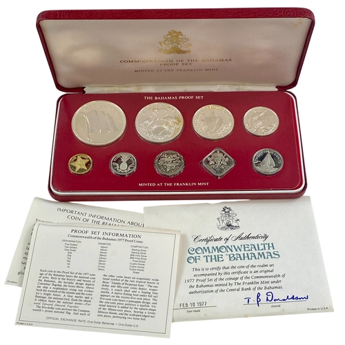 72 - Bahamas Proof Set 1977 $5 and $2 Struck in sterling silver. $1 and 50c in .800 Silver.
Cased as issu... 