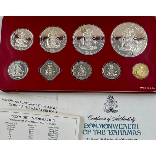 72 - Bahamas Proof Set 1977 $5 and $2 Struck in sterling silver. $1 and 50c in .800 Silver.
Cased as issu... 