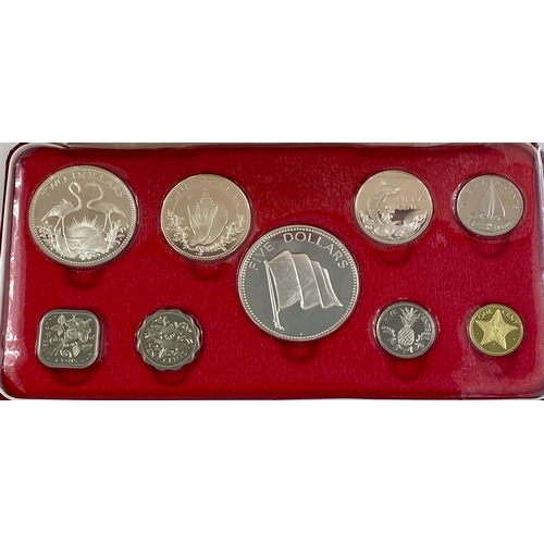 73 - Bahamas 1074 Proof set 
$5 and $2 sterling .925 Silver
$1 and 50c .800 Silver.
Practically as struck... 