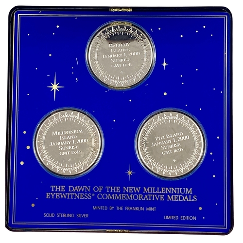 76 - A collection of 3 x Sterling silver Commemorative medals, celebrating the dawn of the New millennium... 