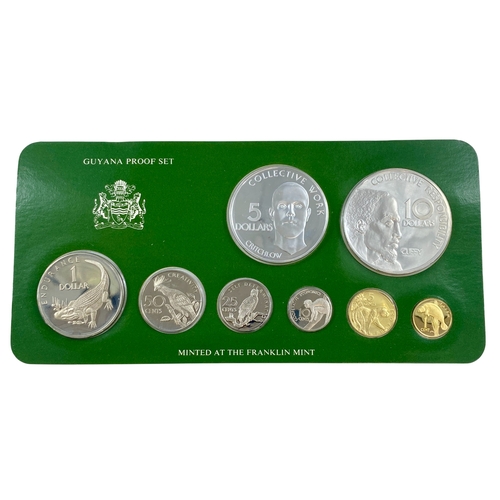 79 - National Coinage of Guyana Proof Set 1977
2 Large coins .925 and .500 Silver in original case of iss... 