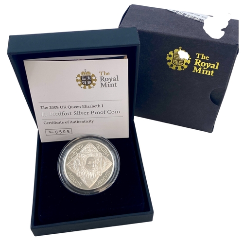 81 - 2008 Queen Elizabeth Silver Proof Piedfort £5 Coin, Practically as struck, Housed in Royal Mint Case... 