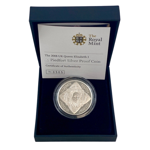 81 - 2008 Queen Elizabeth Silver Proof Piedfort £5 Coin, Practically as struck, Housed in Royal Mint Case... 