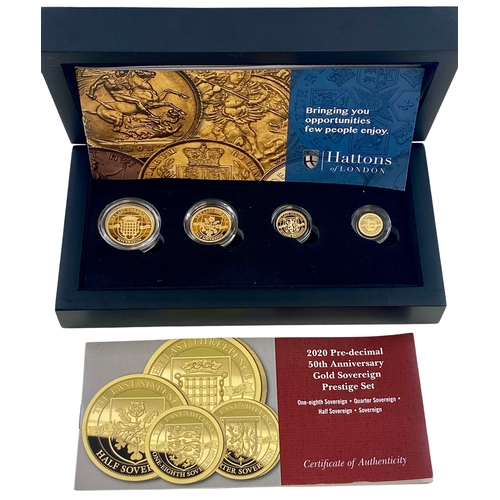 83 - TDC 2020 Pre-decimal 50th Anniversary gold Sovereign prestige set.
One eighth sovereign, quarter sov... 