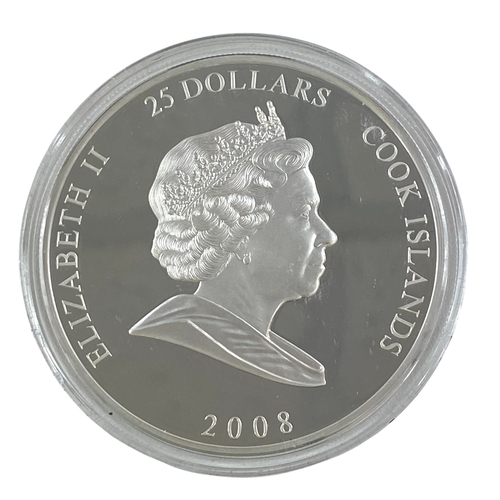 92 - Cook Islands 2008 Proof 5 Ounce .925 Sterling Silver $25 in Original case with COA.
Brilliant, about... 