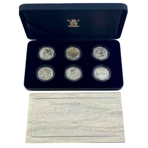 95 - 2007 Britannia 20th Anniversary silver proof One pound collection in Original Royal Mint case with C... 