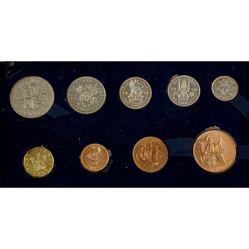 111 - George VI Mid-Century Proof set 1950 in Royal Mint Card case of issue Halfcrown to Halfpenny. 
Brill... 