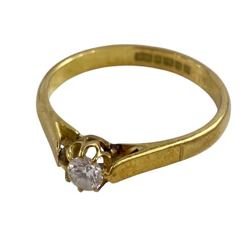 146 - Ladies Single stone Diamond Ring Size O in 18 ct Gold Mount. 
Weight 2.51 grams.


Viewing is availa... 