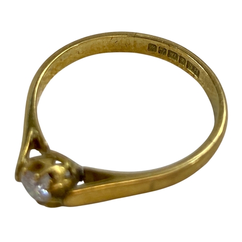 146 - Ladies Single stone Diamond Ring Size O in 18 ct Gold Mount. 
Weight 2.51 grams.


Viewing is availa... 