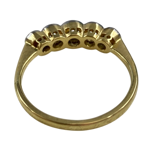 150 - 5 Stone Diamond Ring, 18 Ct Gold.
Ring size S


Viewing is available by appointment only...No later ... 