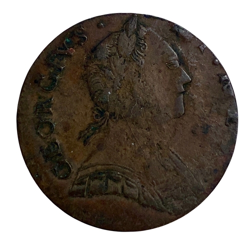 30 - George III Copper farthing mis-strike. 
Struck off centre
Fine or better, Rare.