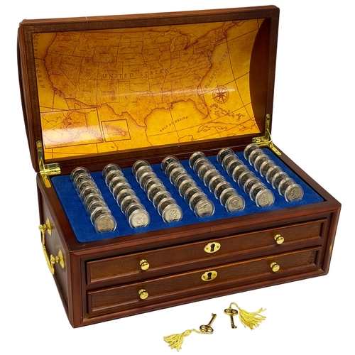 Complete set of US State Quarters in presentation Chest. Danbury Mint ...