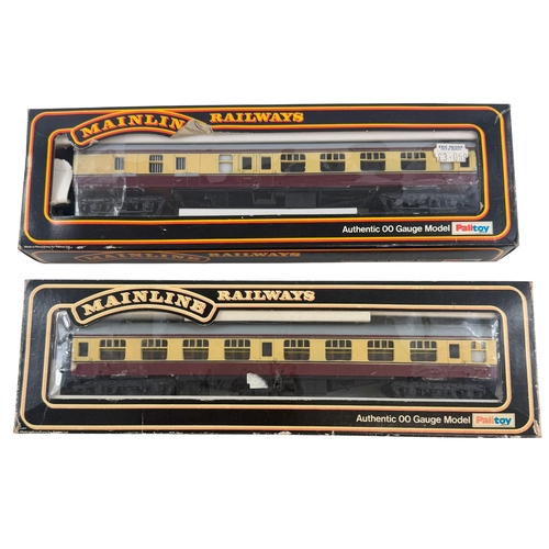 177 - A mixed lot comprising 00 Gauge model railway items. 
Locomotives and coaches by Hornby, Tri-ang, Li... 