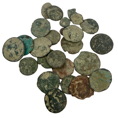 260 - Coin Group: Constantine I coin 307-337, Gallienus 253-268, Charles I Rose farthing, 17th century lea... 