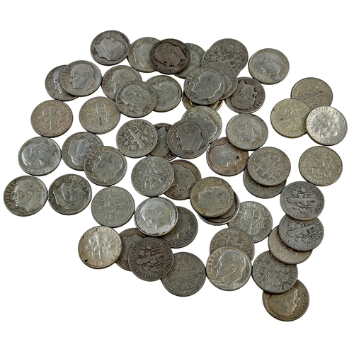 USA Silver Dimes .900 Silver. 134.46 grams in weight. Various States of ...