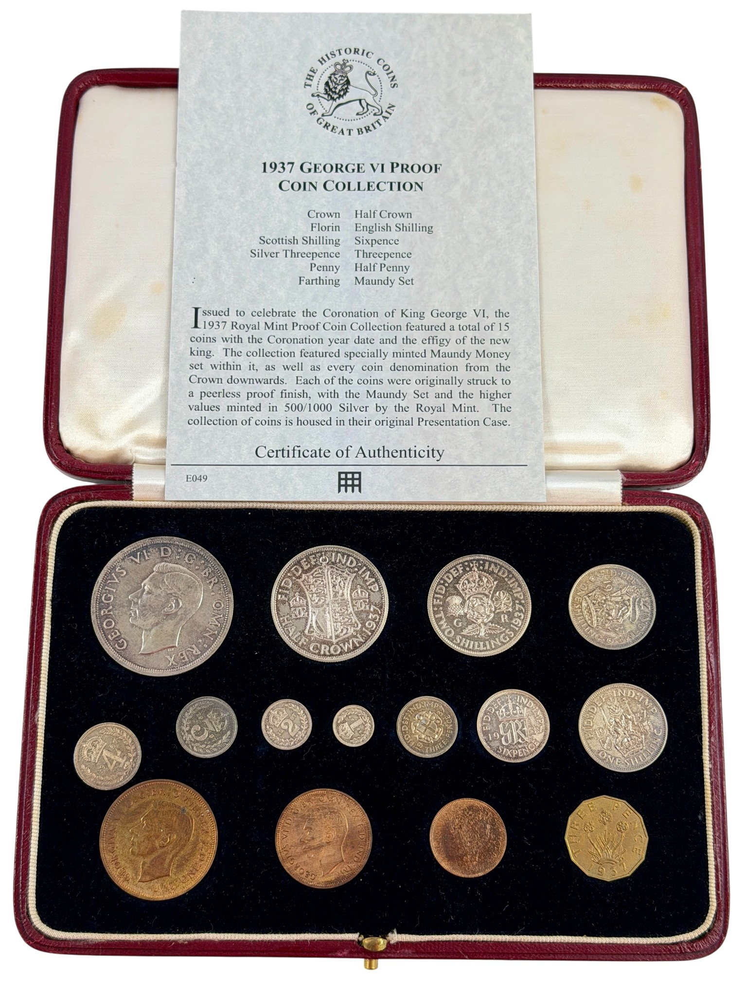 George VI (1937-1952) Specimen Proof Set of coins 1937 crown to ...