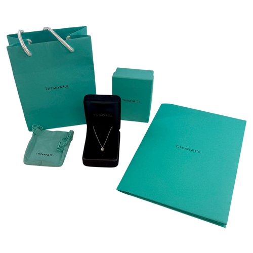 228 - Tiffany & Co Platinum and Diamond pendant, set with one round brilliant cut Diamond weighing .39 car... 