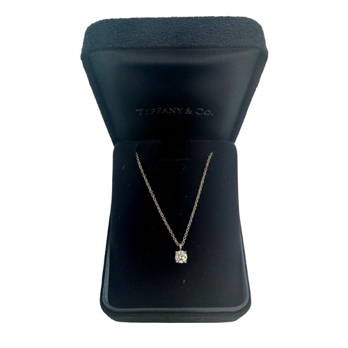 228 - Tiffany & Co Platinum and Diamond pendant, set with one round brilliant cut Diamond weighing .39 car... 