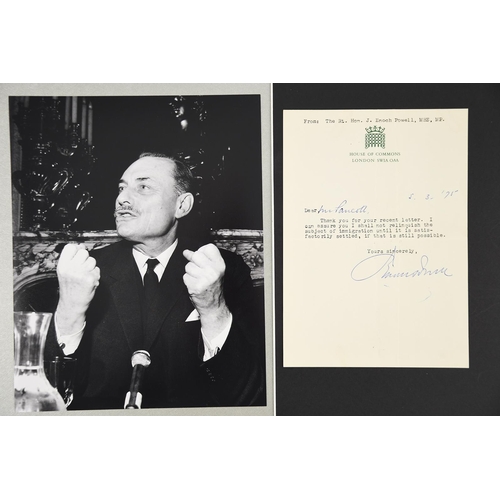 102 - Enoch Powell (1912 - 1998) Original Signature on letter dated 1975.